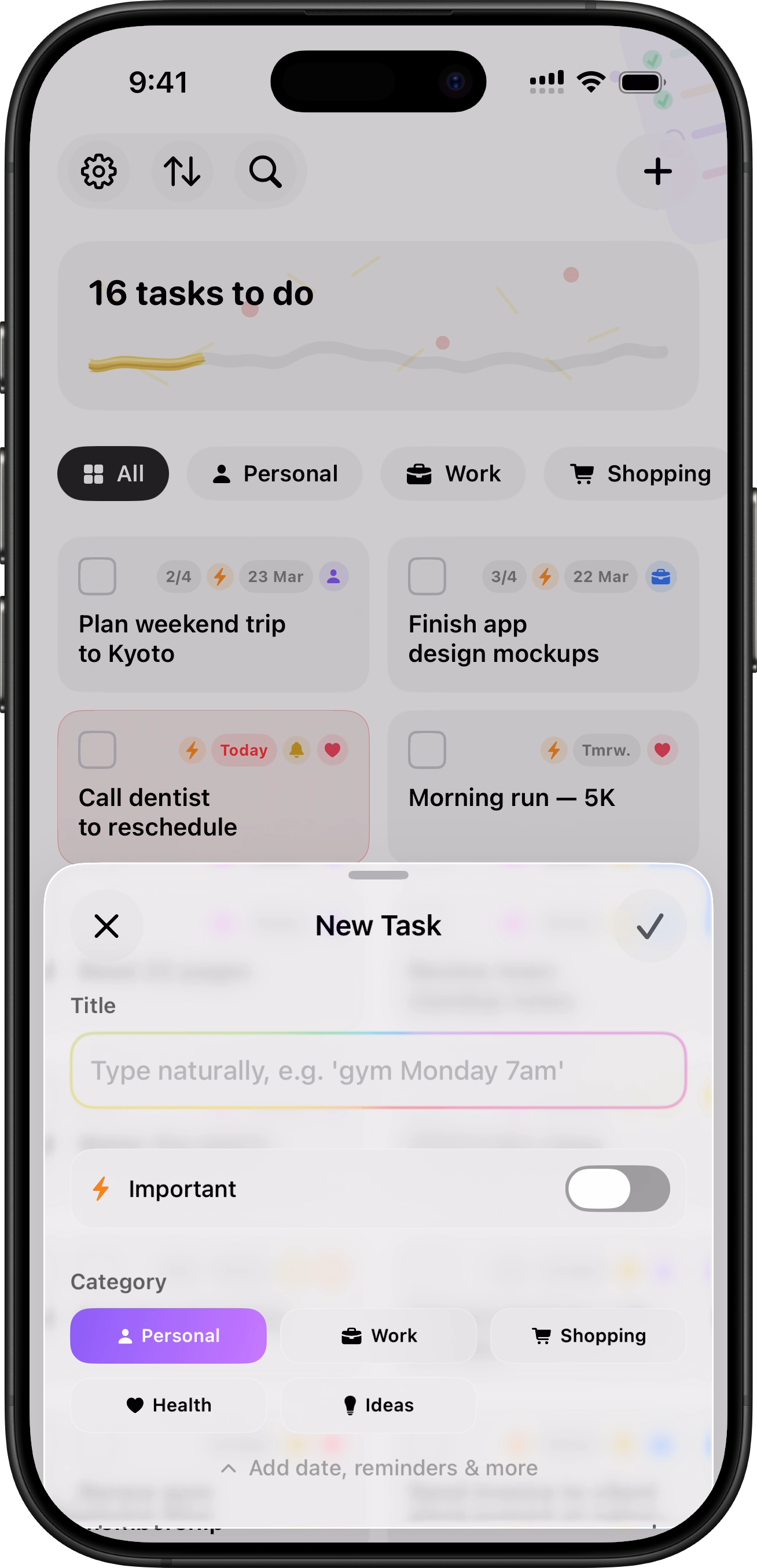New task compact — light